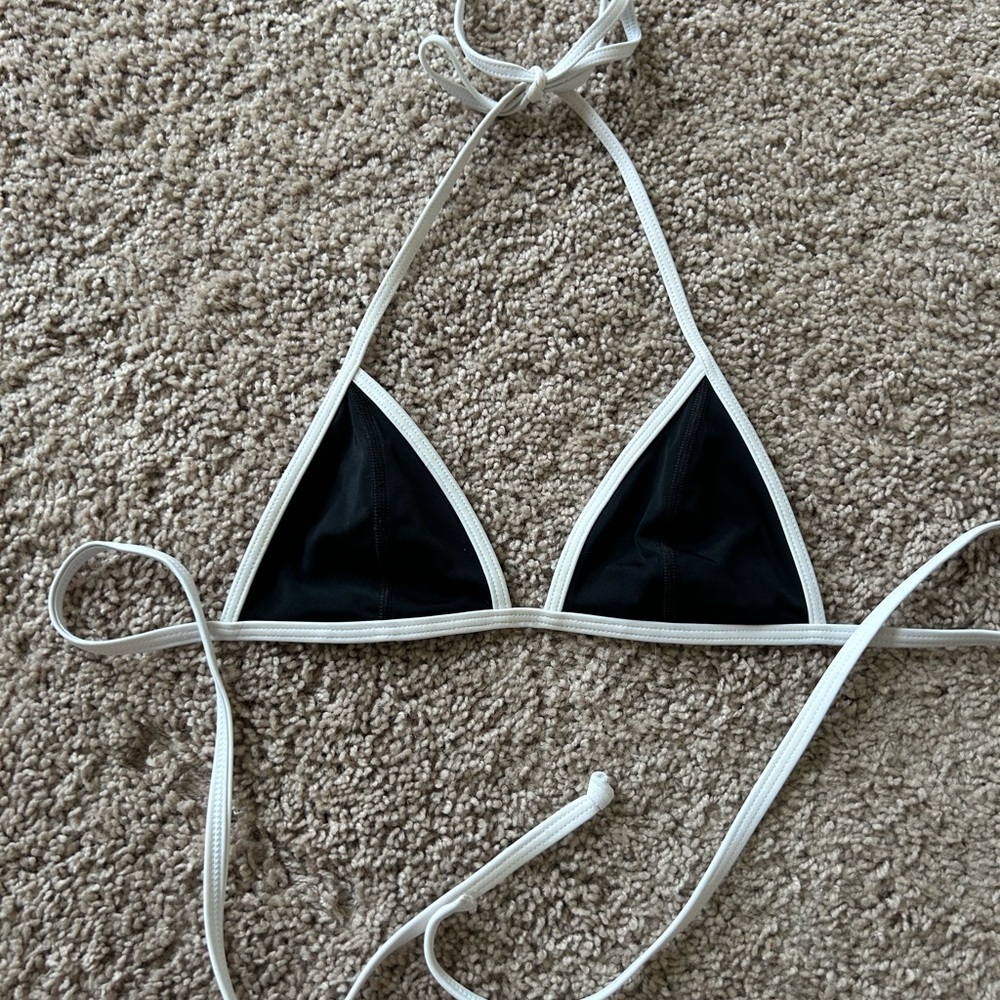 PINK Victoria's Secret White and Black Bikini Top